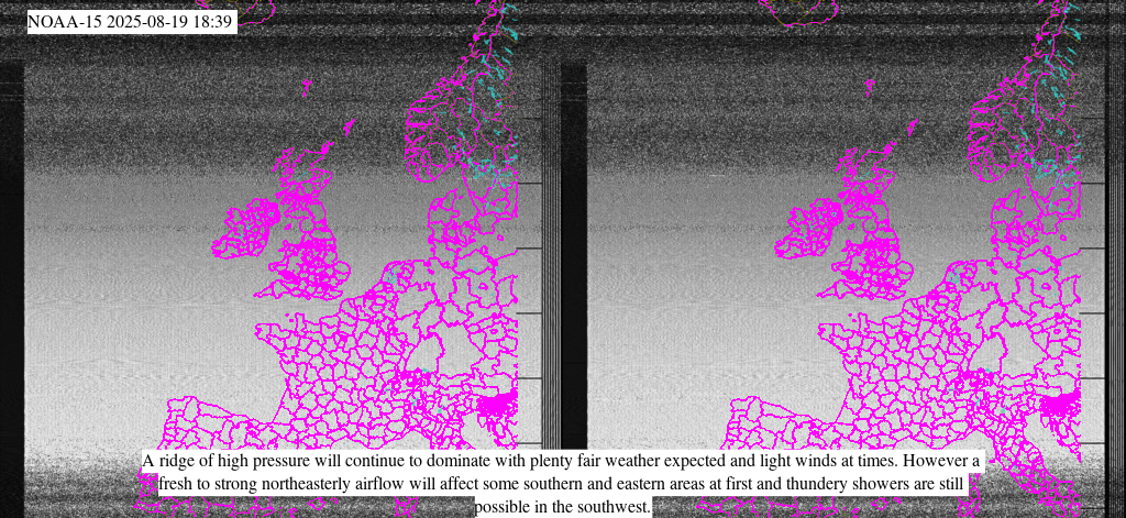 Two channel image with country outlines.